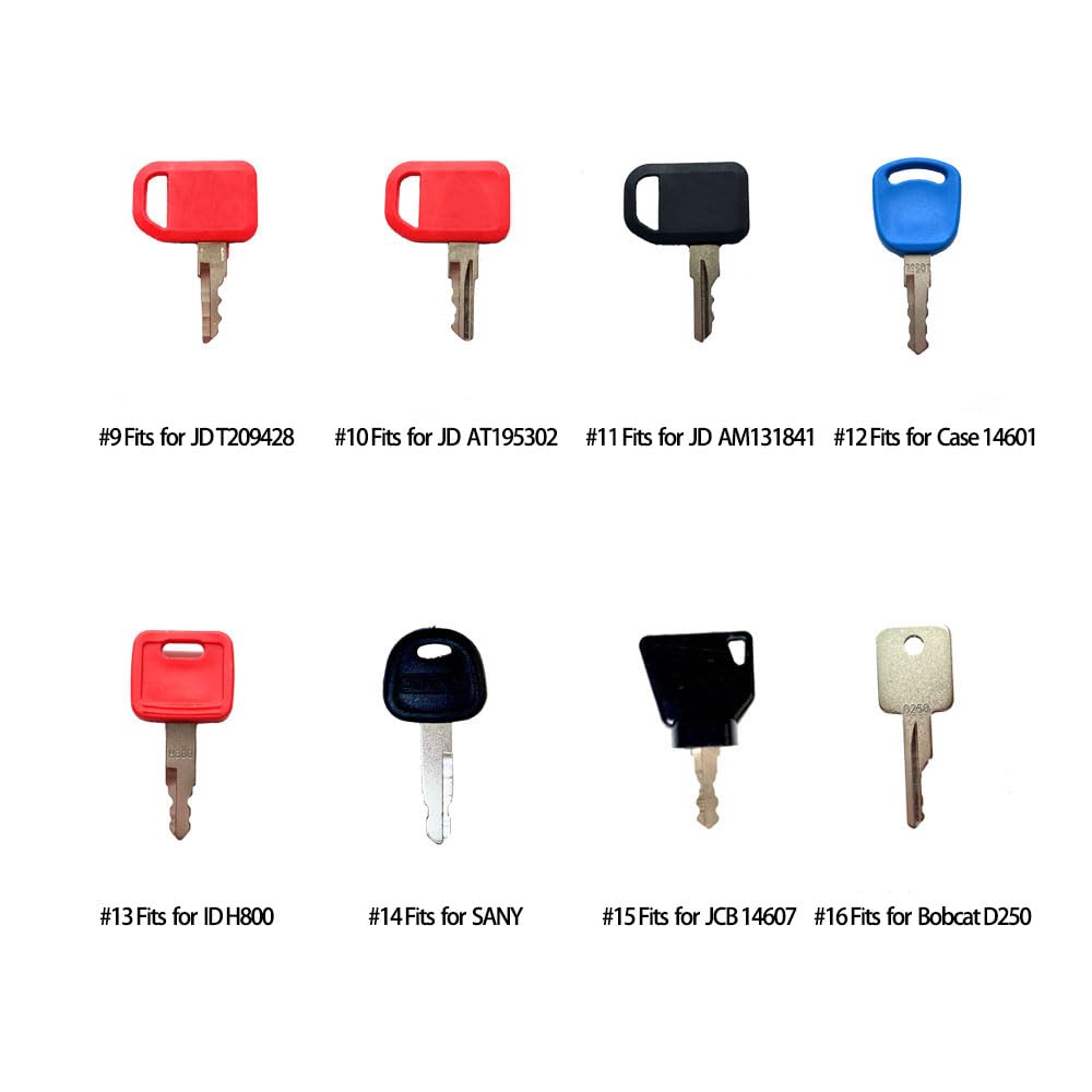16 key Construction Machine Operator Ignition key set/Heavy Equipment Keys Master Set