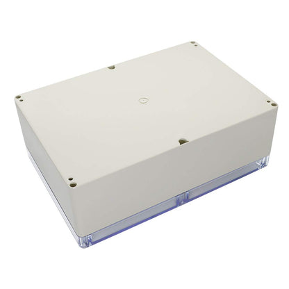 LeMotech ABS Plastic Junction Box Dustproof Waterproof IP65 Electrical Box Universal Project Enclosure Grey with PC Transparent/Clear Cover 10.4 x 7.2 x 3.7 inch (263 x 182 x 95 mm)