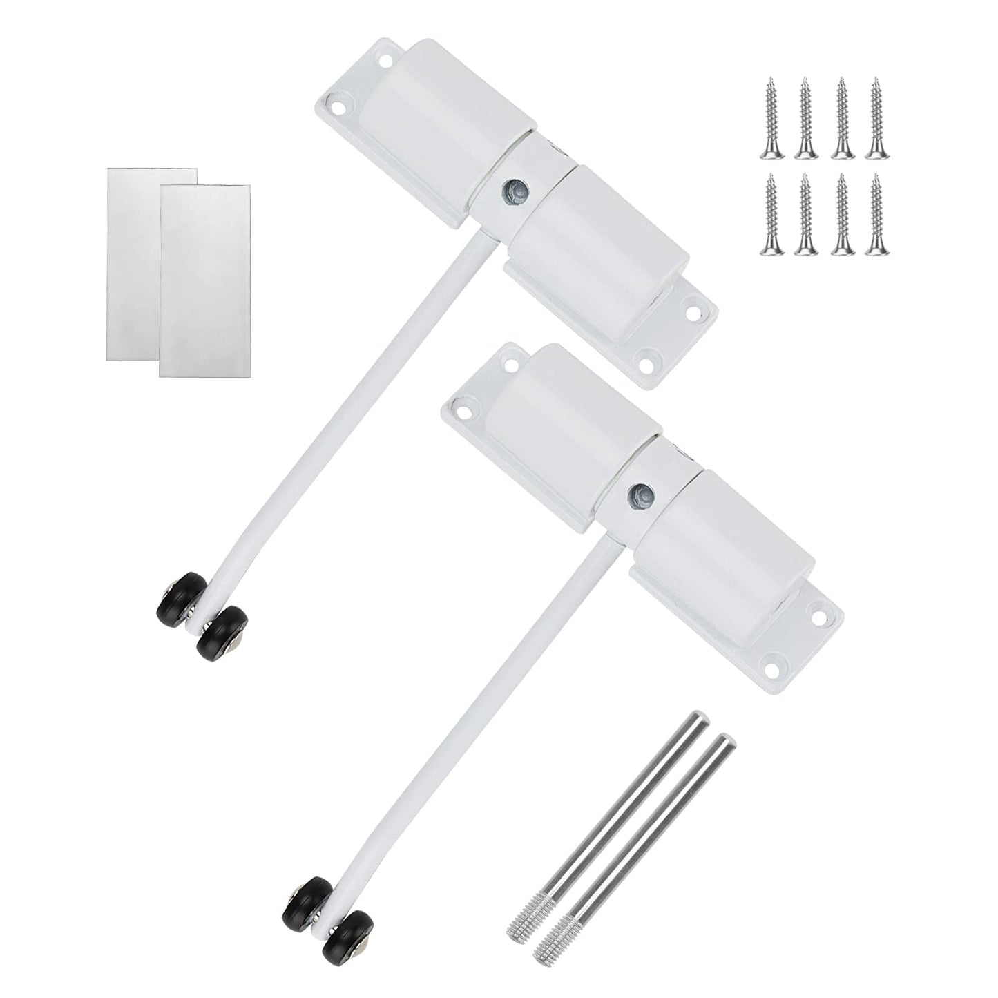 LEXININ 2 Pack 4-1/2 Inches Automatic Door Closer, Stainless Steel Diecast Construction Light-Duty Safety Spring Door Closer to Convert Hinged Doors to Self-Closing, White