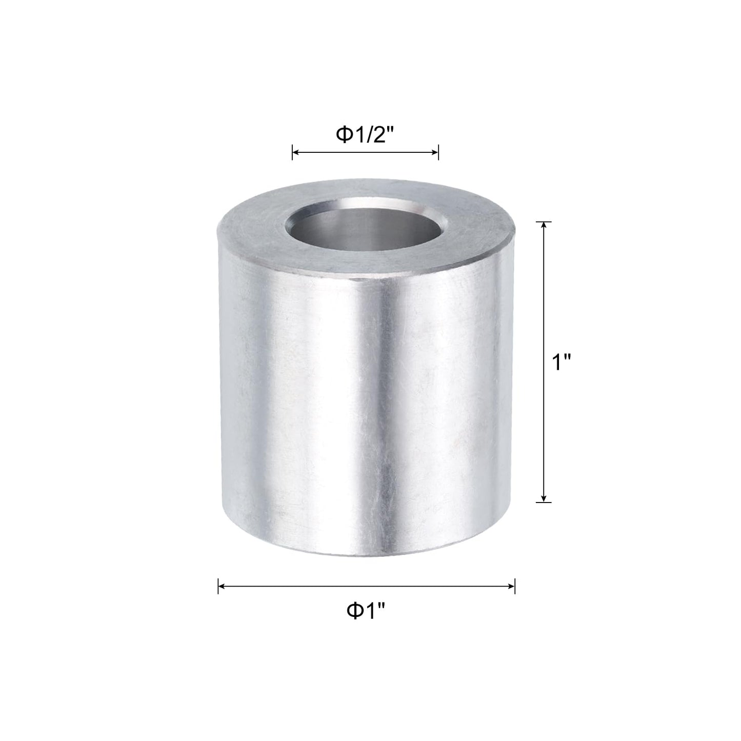 uxcell 4pcs Aluminum Spacer 1/2" Bore x 1" OD x 1" Length Screw Standoff Bushing Plain Finish Round Metal Spacer for 1/2 ID Screws Bolts and Rods