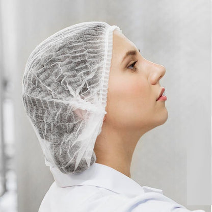 200 Pcs Disposable Hair Nets Food Service Hairnets Kitchen Hair Bun Bouffant Caps Filet Cheveux Non-Woven Elastic White Polypropylene Protective Shower Caps Massage Labs Salon 21"