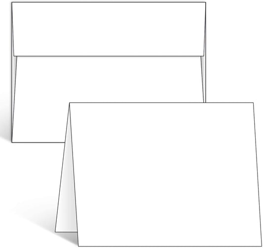 Blank White Cards and Envelopes 50 Pack, Ohuhu 5 x 7 Heavyweight Folded Cardstock and A7 Envelopes for DIY Greeting Cards, Wedding, Birthday, Invitations, Thank You Cards & All Occasions