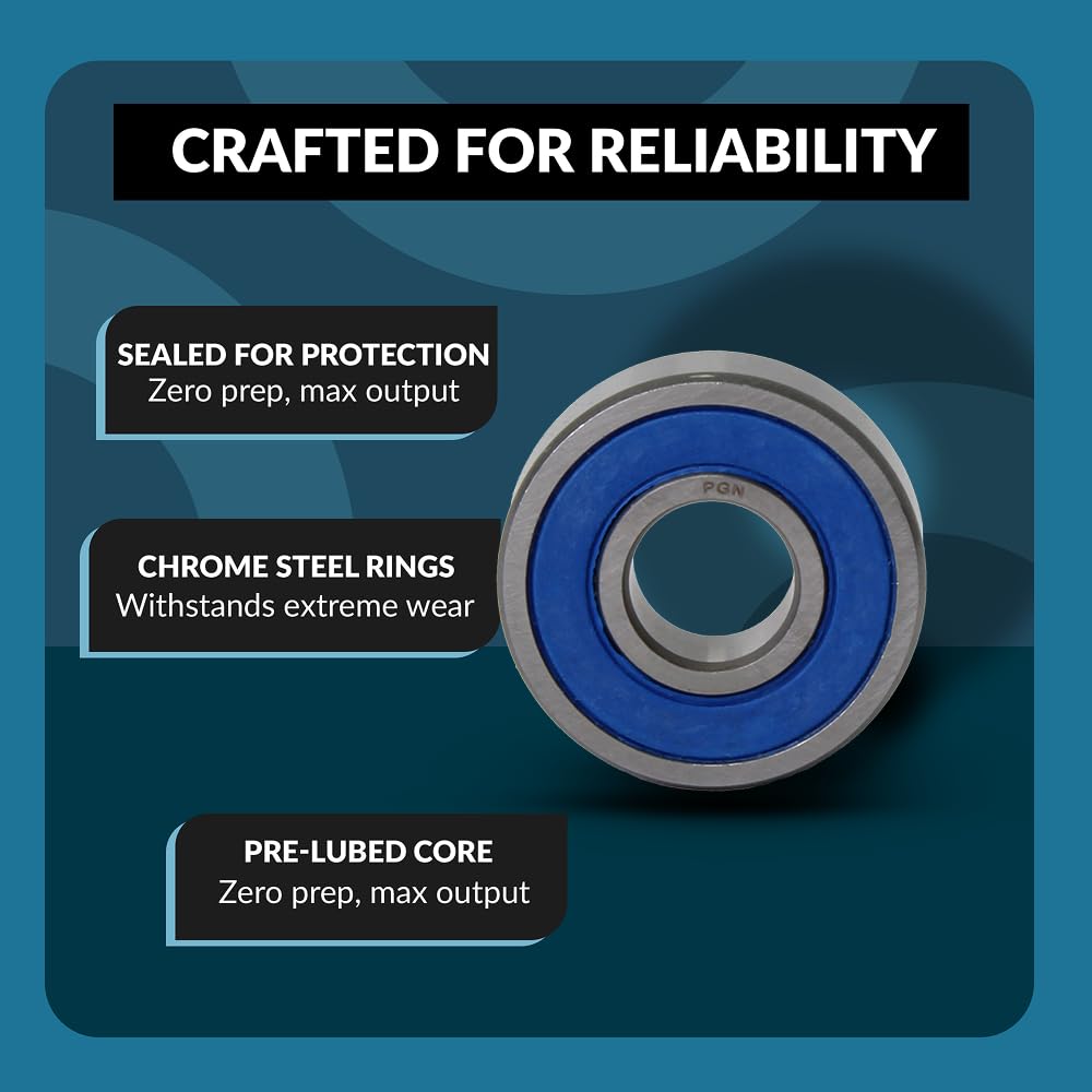 PGN (10 Pack) 6002-2RS Bearing - Lubricated Chrome Steel Sealed Ball Bearing - 15x32x9mm Bearings with Rubber Seal & High RPM Support