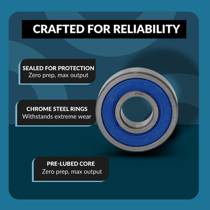 PGN (10 Pack) 6002-2RS Bearing - Lubricated Chrome Steel Sealed Ball Bearing - 15x32x9mm Bearings with Rubber Seal & High RPM Support