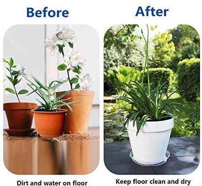 24 Pack Plant Saucer, Clear Plastic Plant Pot Saucer, Made of Thicker, Stronger Plastic, with Unique Design, Durable Flower Plant Tray for Indoor and Outdoor Plants(4 Size, 6/8/10/12 Inch)