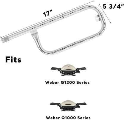 Uniflasy Stainless Steel Grill Tube Burner 60040 Replacement Parts for Weber Q100, Q120, Q1000, Q1200 Gasgrill, Length 17 inch