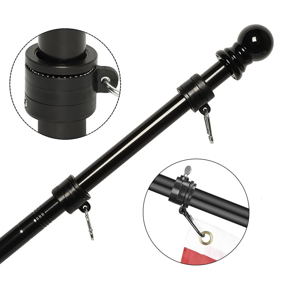 6 Ft Flag Pole Poles Outdoor Flags with Kit Mount Professional Stainless Steel Kit Outside House with Heavy Duty Metal Holder Flagpole Mounting Bracket Adjustable Length for Garden House Patio