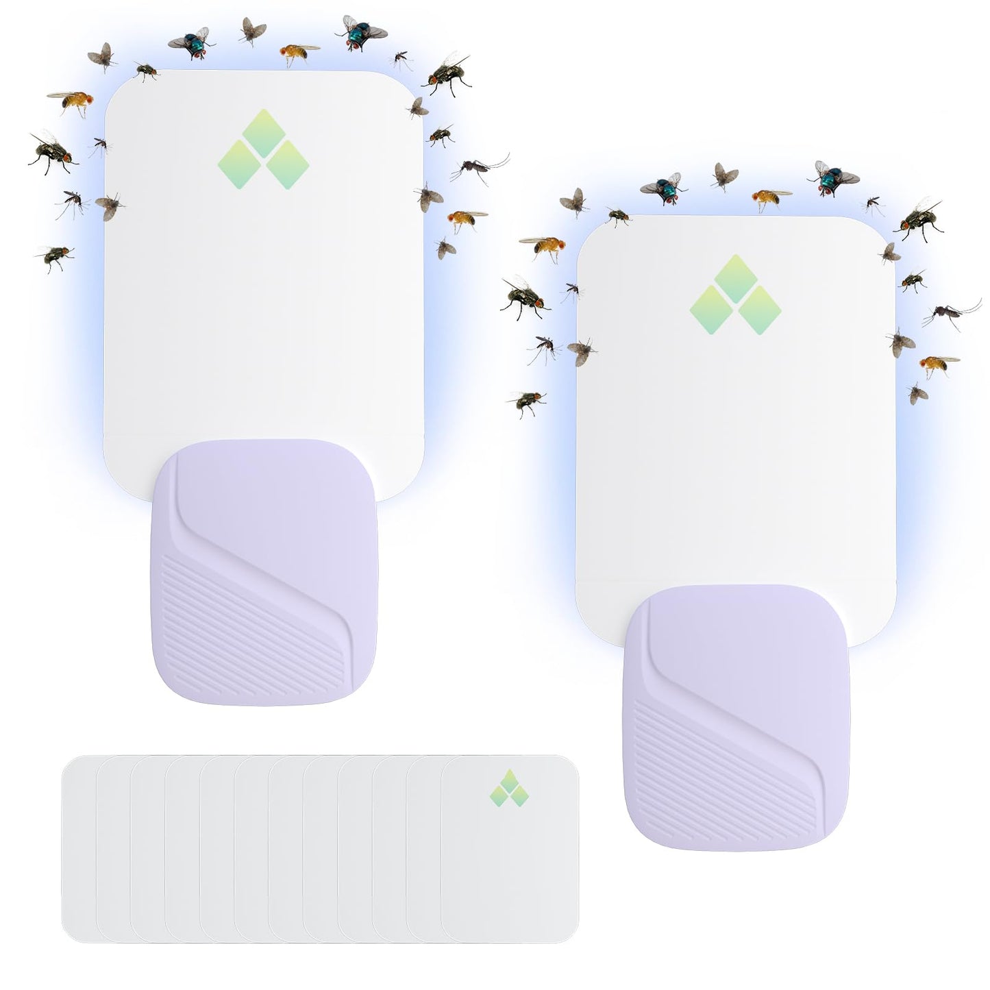 Fly Trap Indoor, Fruit Fly Traps for Indoors, 2 Devices 12 Glue Cards, Two Modes Protect 400 Sq Ft for Home, Flying Insect Trap Plug in for Fruit Flies, Gnats, Flies, Moths, and Other Flying Insects