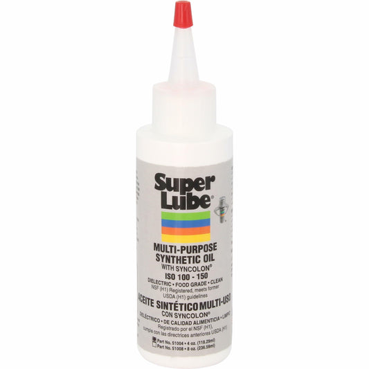 Super Lube 51004, Synthetic Oil, High Viscosity, 4 oz Bottle, Translucent White (Packaging May Vary)