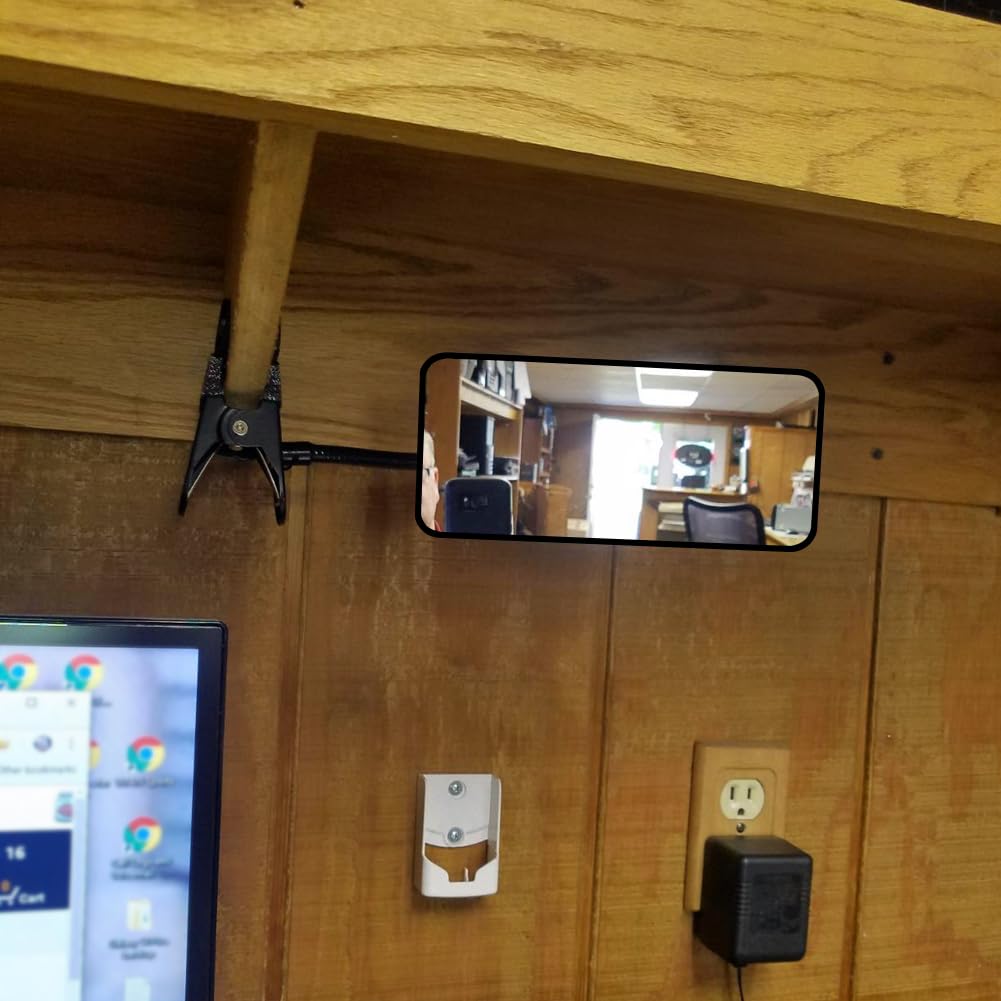 Glass Clip On Security Mirror, Ampper Flexible Convex Cubicle Mirror for Personal Safety and Security Desk Rear View Monitors or Anywhere (6.69" x 2.95", Rectangle)