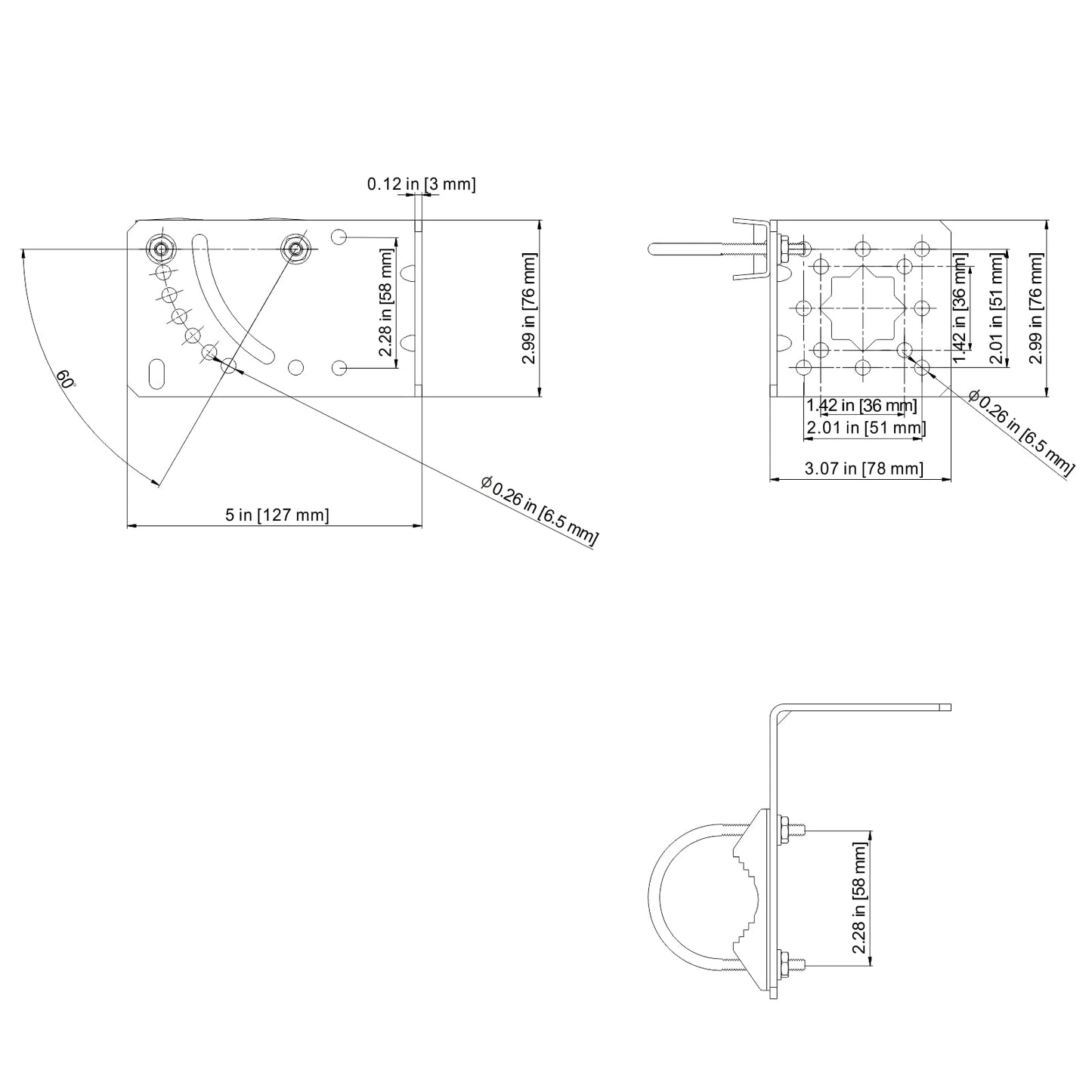 Aimeboost 2 PCS Pole Mount Bracket to Wall Hardware Accessories for Outside Home Antenna Adjustable Angle