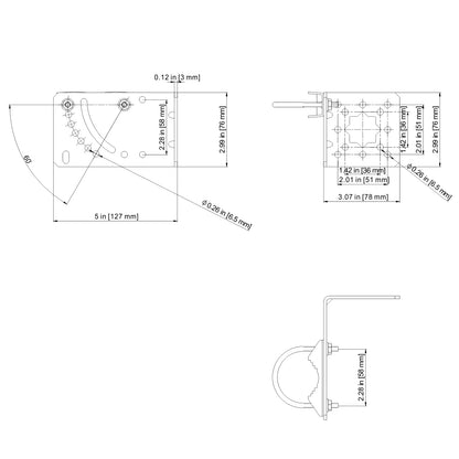 Aimeboost 2 PCS Pole Mount Bracket to Wall Hardware Accessories for Outside Home Antenna Adjustable Angle