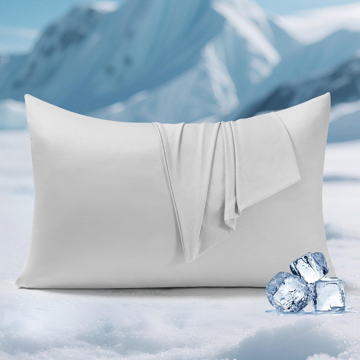Elegear 2-Pack Cooling Pillow Cases for Hot Sleeper, Clean Silver Infused Arc-Chill 3.0, Q-Max>0.5 Soft Silky Cooling Pillow Cover for Hair & Skin, Summer Zipper Pillowcases, Standard (20''x30''),Gray