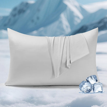 Elegear 2-Pack Cooling Pillow Cases for Hot Sleeper, Clean Silver Infused Arc-Chill 3.0, Q-Max>0.5 Soft Silky Cooling Pillow Cover for Hair & Skin, Summer Zipper Pillowcases, Standard (20''x30''),Gray