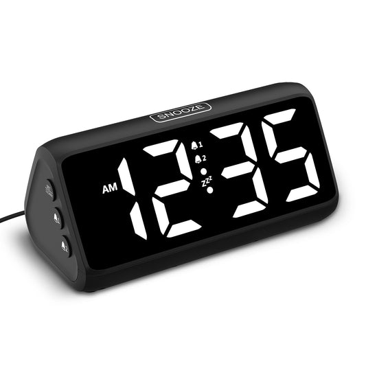 Netzu Loud Alarm Clocks for Bedrooms, Heavy Sleepers Alarm Clock with Dual Alarms, 5 Dimmers, 4 Volumes, Snooze, Bedside Clock for Deep Sleepers Kids Teens Seniors, Plug in Clock