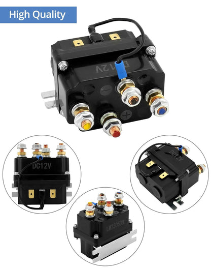 QWORK 12V 250A Winch Solenoid Relay Contactor for AUT UTV 3000-5000lbs Winch