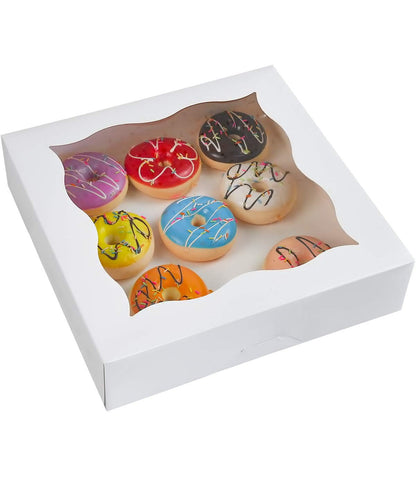 12"x12"x3" White Bakery Boxes with PVC Window for Pie and Cookies Boxes Large Natural White Paper Box,Pack of 12