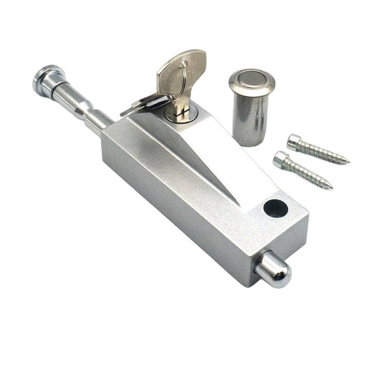 PINGPINGXIE Patio Door Lock，Sliding Patio Door Keyed with Bolt Lock ，1Set Sliding Door Lock for Window Glass Patio Doors Auxiliary Security Lock, 2 Keys Included (Silver)