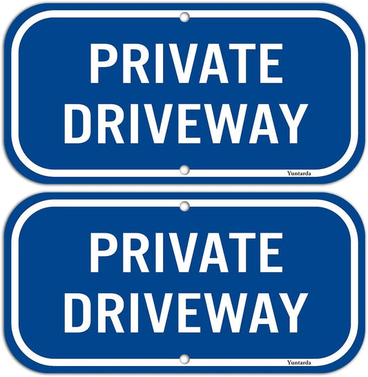 2-Pack Private Driveway,Yuntarda 12"X6" Heavy 0.40 Aluminum Rust Free Sign Professional Printing UV Protected Weatherproof Indoor or Outdoor Use