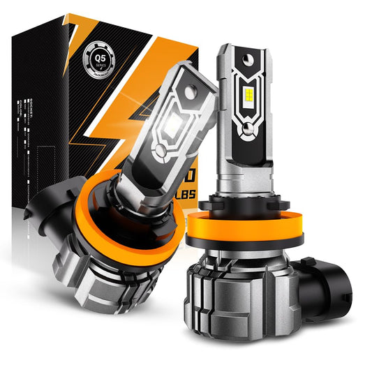 Auxbeam Q5 Series H11 H8 H9 LED Fog Light Bulbs, 10000LM 400% Brighter H8 H9 H11 Fog Lights LED Bulbs, 6500K White Strong Light Penetration, Super Bright Plug and Play