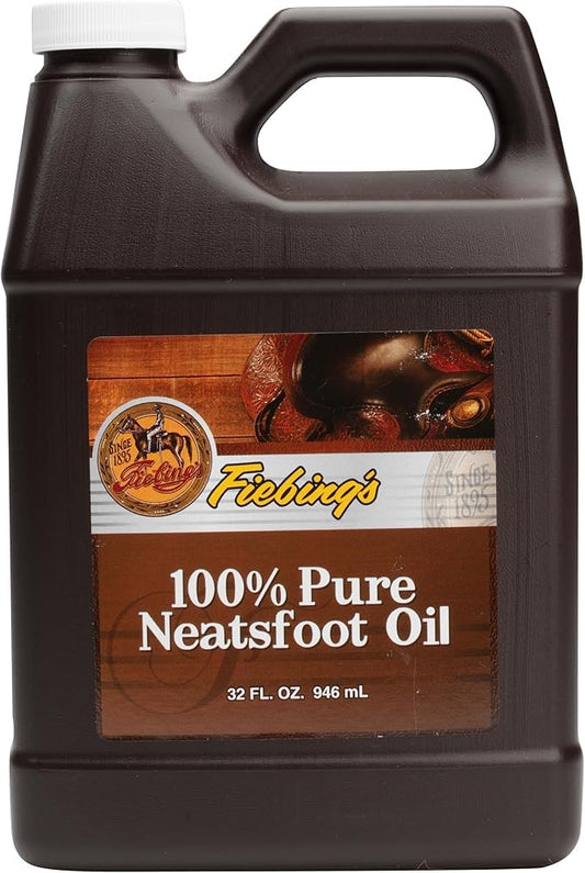 Fiebing's 100% Pure Neatsfoot Oil 32 oz - Leather Conditioner & Preservative with All Natural Animal Oil - Waterproof, Soften, Restore, & Strengthen Leathercraft Shoe, Boot, Belt, Saddle, Couch, Purse