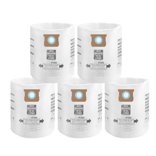 ALYYDBG for Shop Vac Filter Bags 10-14 Gallon, Type F 90662 9066200 9066233; Type I 90672 9067200 9067233; VF2005, High Efficiency Disposable Fine Dust Vacuum Collection Bags. 5 PCS