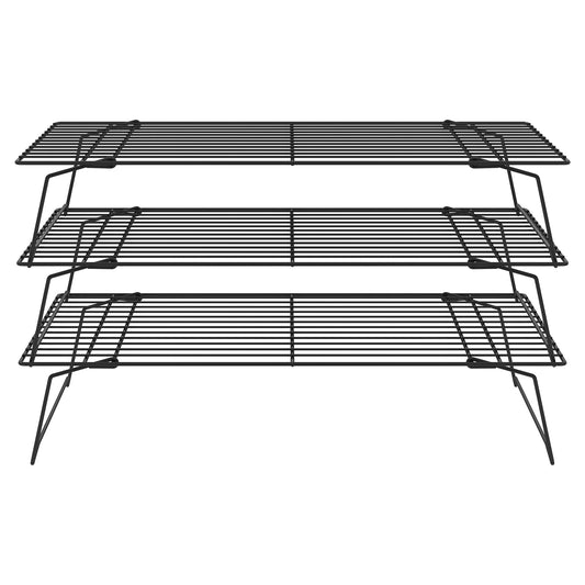 Abizarch 3-Tier Cookie Cooling Rack, 13.4“x9.4" Stackable Iron Baking Cooling Rack,Cooling Rack for Baking, Foldable Wire Cooling Rack Space Saving for Cupcakes Pies Cookies Gadgets