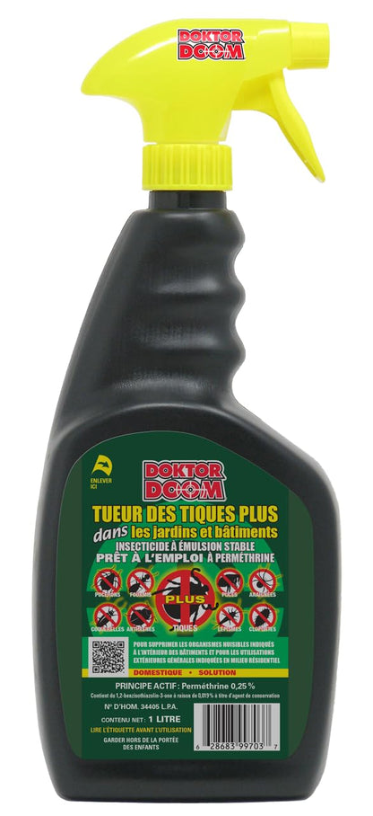Doktor Doom Tick Killer Plus for Yards & Buildings w/Trigger Spray, Made in Canada, 1L