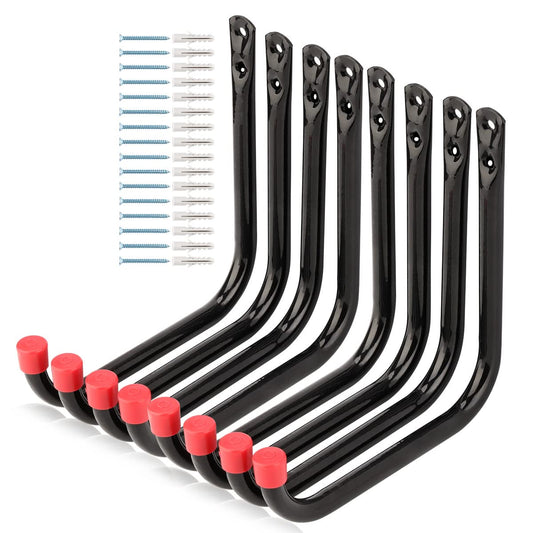 8 Pack Heavy Duty Garage Storage Utility Hooks, 6.7Inch/17cm Wall Hangers Ladder Hooks for Garden Tool, Bike, Chair, Hose, Outdoor or Indoor