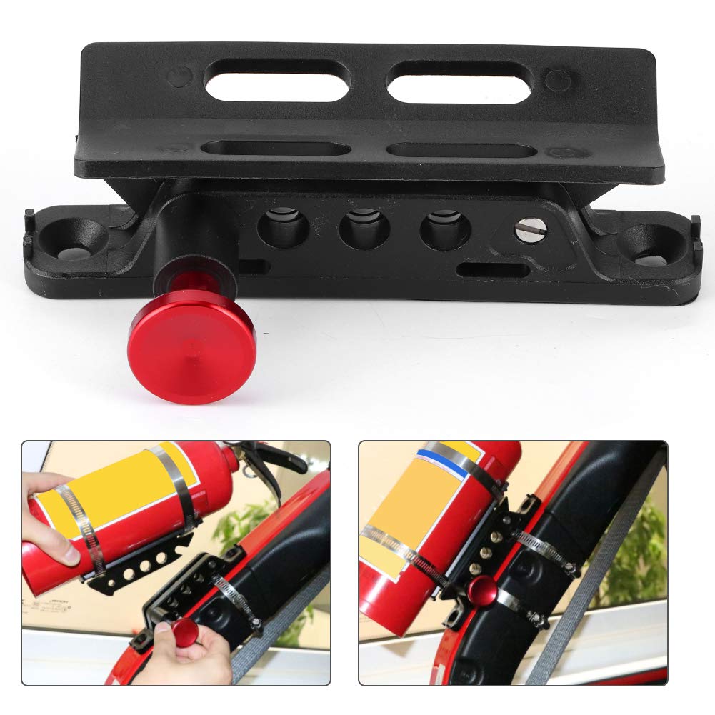 Acouto Extinguisher Mount Extinguisher Holder Mount Bracket Adjustable with 4 Clamps Fit for Sport/JK/Sahara for Polaris for (Red)