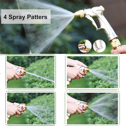 VASLON Garden Hose Nozzle Gun, Zinc Alloy Body & Full Brass Nozzle, Leak Proof Metal Hand Sprayer, High Pressure Pistol Grip in 4 Spraying Modes (Metal)