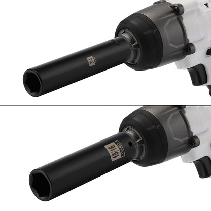 EMENTOL 2PCS 1/2 Inch Drive Extra Long Deep Impact Socket Set- 3/4 Inch and 15/16 Inch, CR-MO, SAE, 6 Point Extra Deep Socket, 5" Length