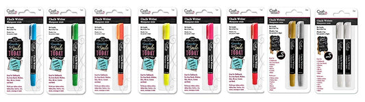 Craft Decor Chalk Writer Multi Pack (Pen For Writing Glass Windows/Mirror/Windshield) (blue-green-orange-yellow-pink-red-gold-silver-2white)