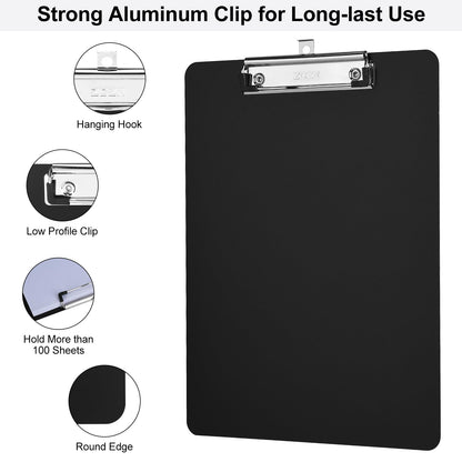 ZCZN Metal Clipboards, 2 Pack Heavy Duty Aluminum Clipboards 12 x 9 Inches, A4 Letter Sizer Document Holder with Low Profile Clip, Suitable for School, Office, Jobsite or Medical Staff, Black