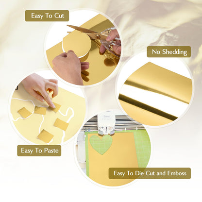 60 Sheets Metallic Gold Cardstock Paper, Goefun Foil Paper Glossy Cardstock 8.5 x 11 for Crafting Scrapbooks Greeting Cards and Invitations （250 GSM）