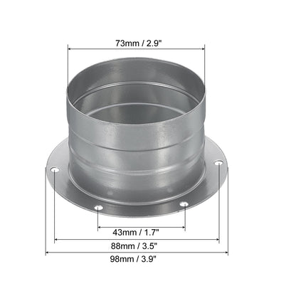 PATIKIL 3 Inch Duct Connector Flange, 2 Pack Metal Straight Pipe Exhaust Hose Flange for Heating Cooling Ventilation HVAC System