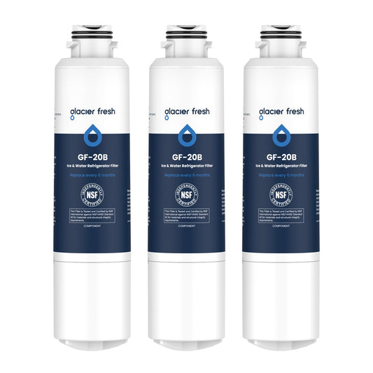 GLACIER FRESH DA29-00020B Refrigerator Water Filter Compatible with Samsung DA29-00020A/B, DA29-00020B-1, HAF-CIN/EXP, 46-9101, RF4267HARS for French Door Fridge Kitchen (3 Pack)