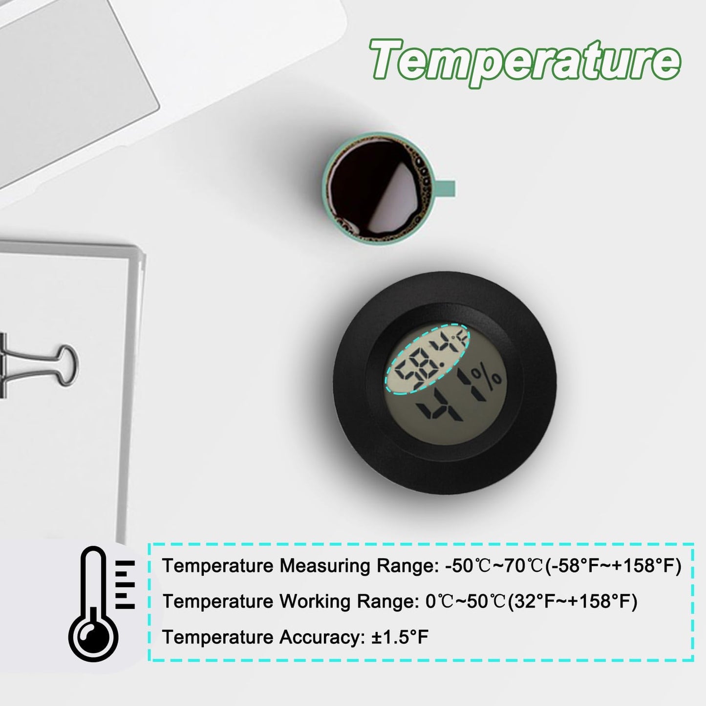 Mini Hygrometer Thermometer Digital Humidity Meter Indoor/Outdoor Humidity Monitor Reptile Thermometer for Greenhouse Garden Cellar Fahrenheit(℉)/ Celsius(℃) 6 Pack