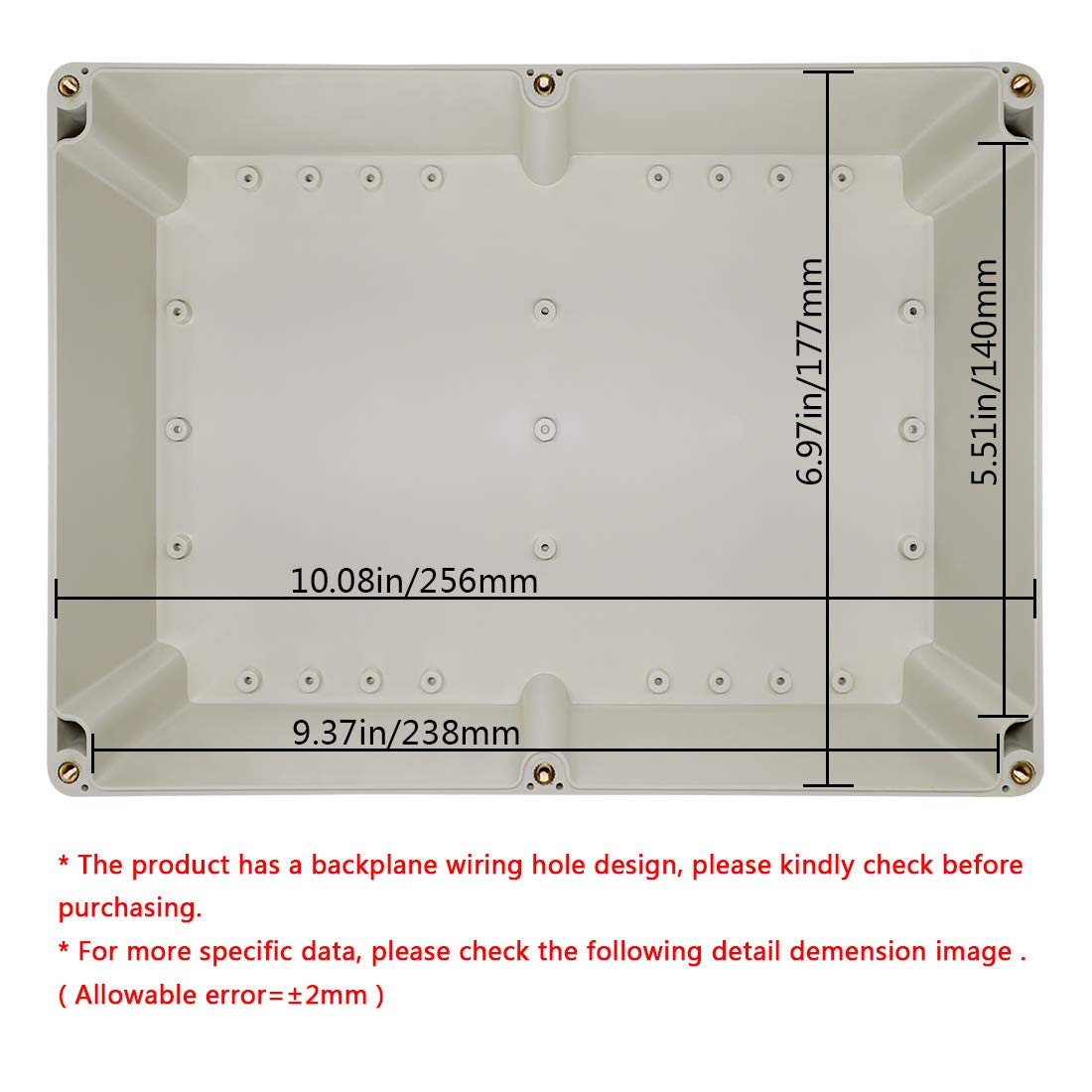 LeMotech ABS Plastic Junction Box Dustproof Waterproof IP65 Electrical Box Universal Project Enclosure Grey with PC Transparent/Clear Cover 10.4 x 7.2 x 3.7 inch (263 x 182 x 95 mm)
