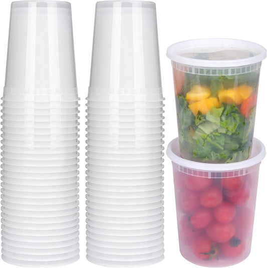 Deli Food Containers with Lids - 24 Sets 32 oz Airtight Food Storage Containers, Freezer/Dishwasher/Microwave Safe, Soup Containers For Takeout Meal Prep Storage