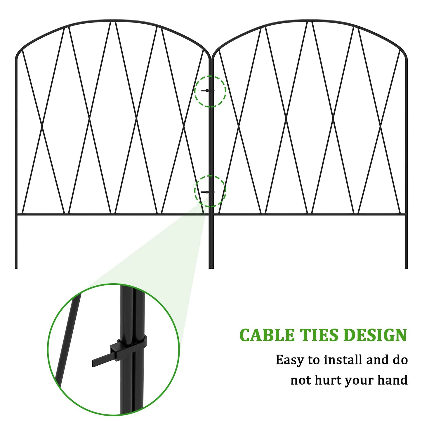 YBING Decorative Garden Fence, 10 Pack 11Ft (L) x 16In (H) Arched Metal Fence Border, Rustproof Animal Barrier for Flower Bed Patio Landscape Outdoor