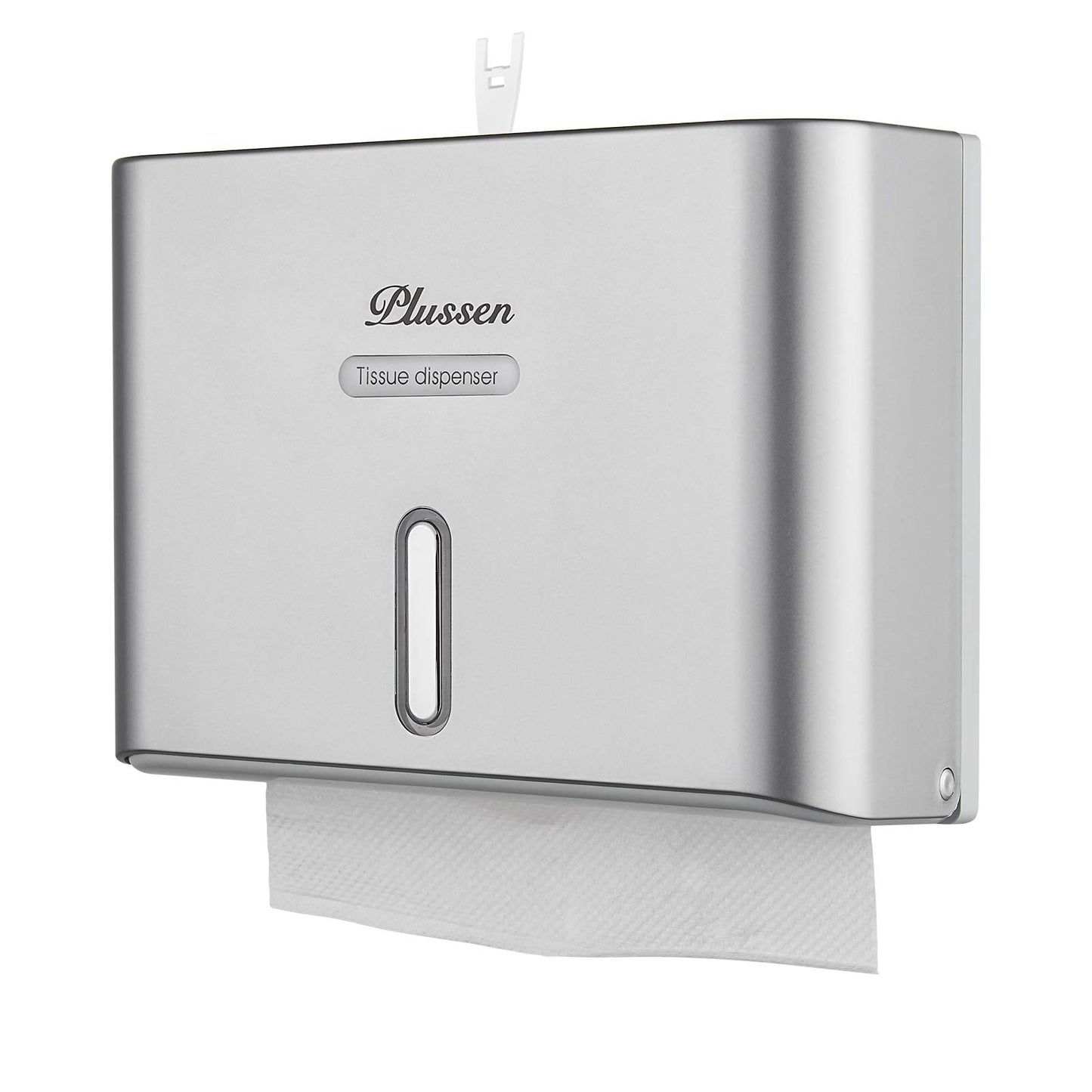 PLUSSEN Paper Towel Dispenser Wall Mount, Adhesive No Drilling Multifold Trifold C Fold Commercial Hand Towel Dispenser Silver