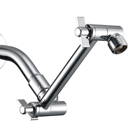 Shower Head Extension Arm, 6 Inch Adjustable Shower Arm Extender for Handheld/Fixed/Rain Shower Head, All Metal Showerhead Arm with G1/2 Universal Connector, Easy Installation, Chrome