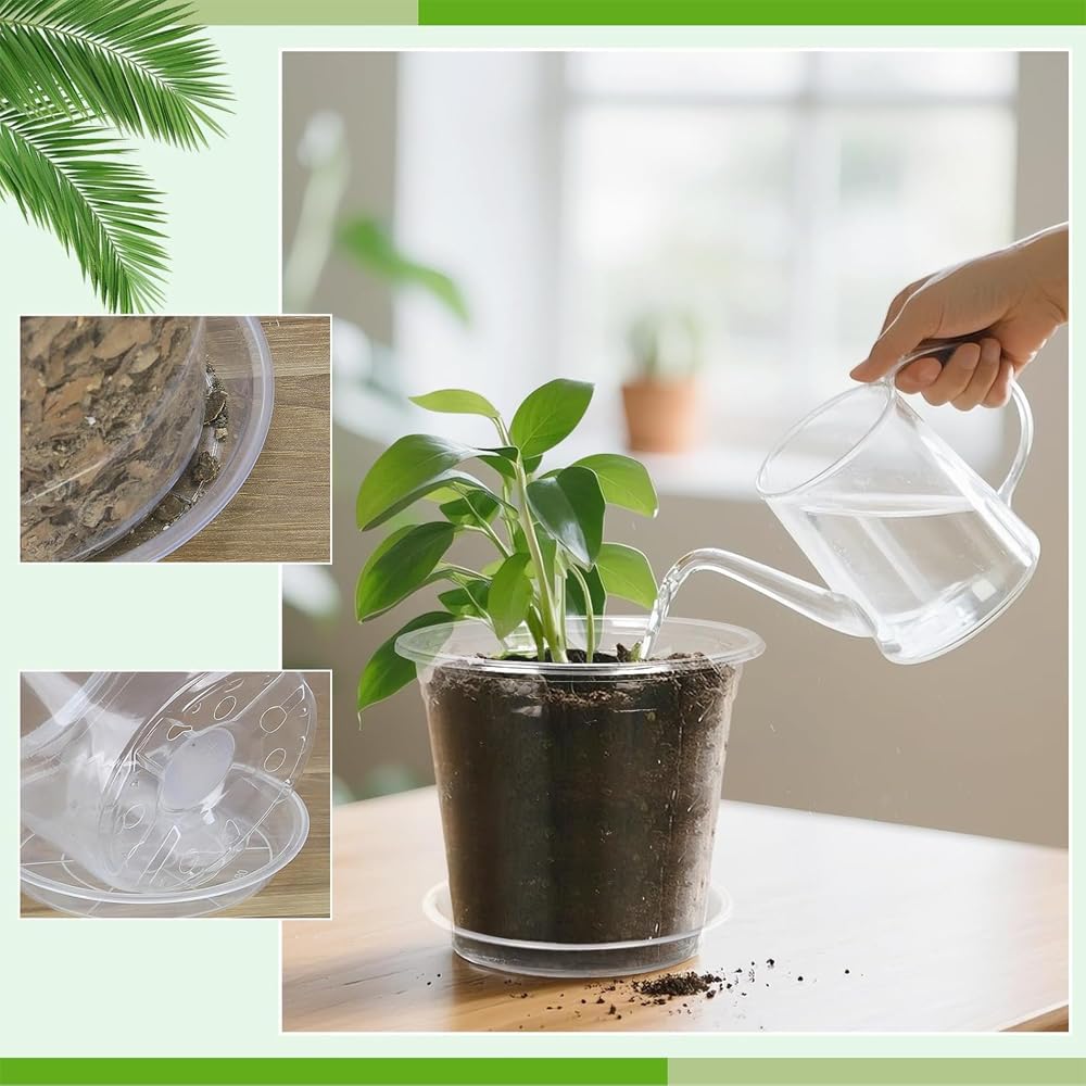 30 Pcs 3/4/5/6/7 Inch Clear Nursery Pots Plastic Plant Pots Clear Plant Pots with Drainage Nursery Pot for Seed Starting Succulents Seedlings Cuttings (30, Transparent, 3/4/5/6/7 Inch)
