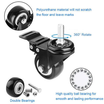 Onerbuy 4 Pack Caster Wheels Heavy Duty Swivel Casters with Brakes, Dual Locking Wheels Replacement for Industrial Trailer, Home Furniture, Office Table Cabinet(1.5 Inch M8 Stem)