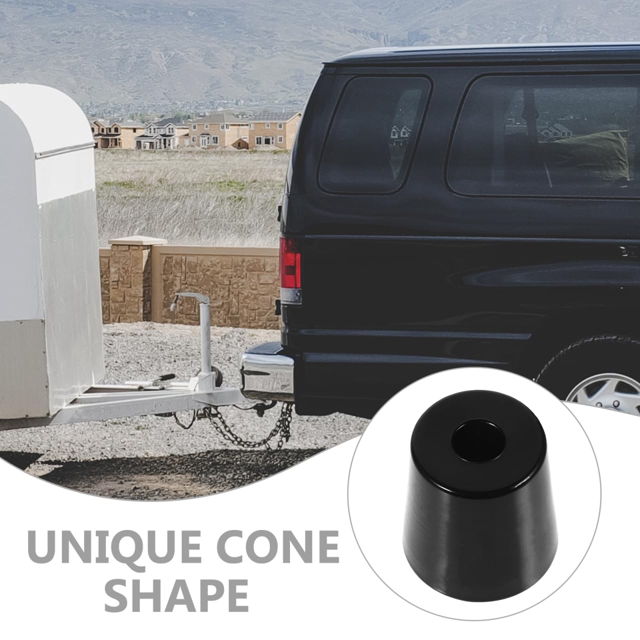 iplusmile Trailer Door Bumper 1.96In Rubber Ramp Stop with Isolation Washers for Truck Cargo Trailer Door Protection 4-Pack Durable Cone-Shaped Ramp Accessory