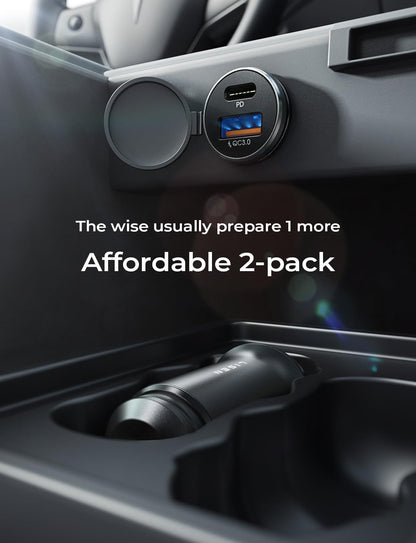 LISEN 2-Pack USB C Car Charger 54W Car Cigarette Lighter USB Charger[Mini&Metal] Fast Charge USBC Fast Car Charger Adapter for iPhone 16 15 14 Pro Max Plus 13 12, iPad Pro, Back to School