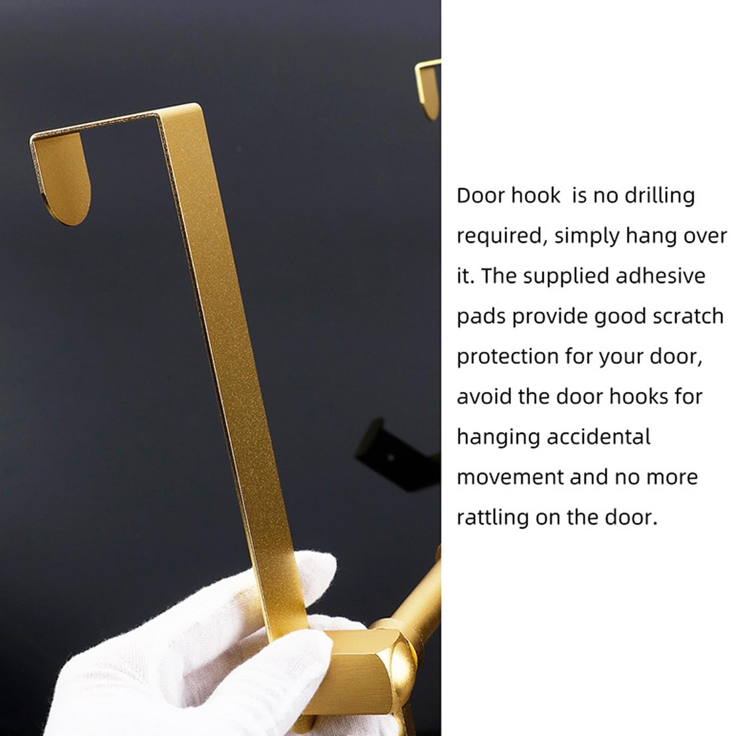 BOF Over The Door Hooks, 6 Adjustable Long Arm Hooks, Premium Space Aluminum Door Rack, Lightweight Thin Overhead Design Door Hanger, No Impact on Closing, for Bathroom, Shower, Bedroom, Front Door