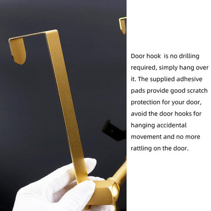 BOF Over The Door Hooks, 6 Adjustable Long Arm Hooks, Premium Space Aluminum Door Rack, Lightweight Thin Overhead Design Door Hanger, No Impact on Closing, for Bathroom, Shower, Bedroom, Front Door