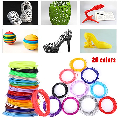 PCL Filament Refills 3D Pen Filament Refills 20 Colors 5m 1.75mm Low Temperature Pen Filament for Printing Pen Printer
